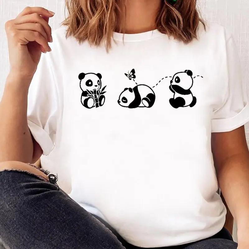 Women Print T Shirt Panda New Love Trend Graphic Tshirt Tee FeUnisex Cartoon Fall Autumn Top Ladies Fashion Clothing