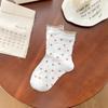 Women's Spring and Summer Thin Color Polka Dot Lace Bubble Mouth Tube Cotton Socks