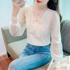 Camicia da Donna Dolcevita con Fiocco Stile Coreano Manica Lunga Dolce