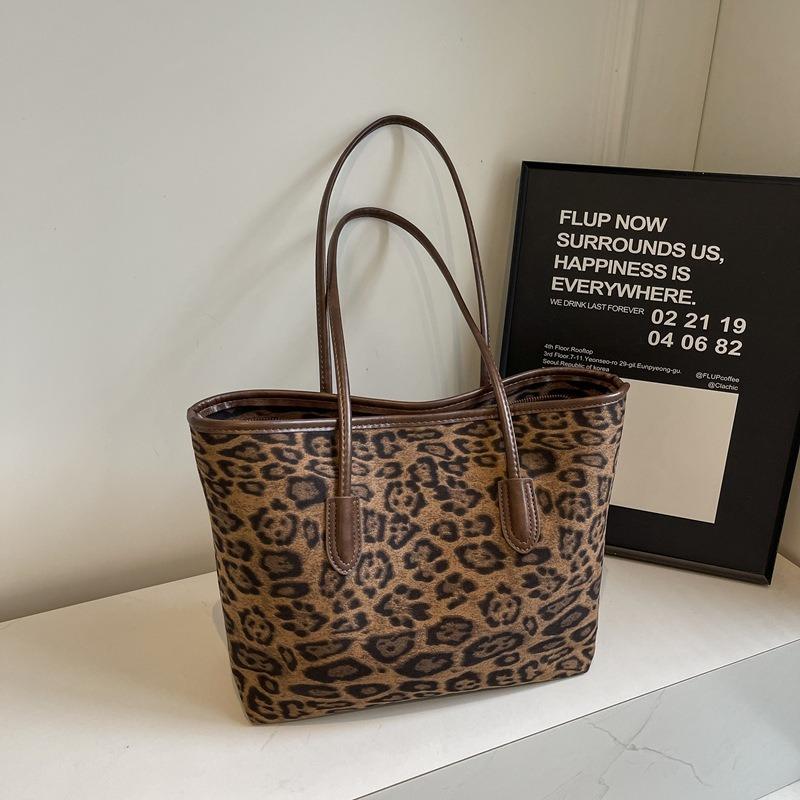 Bolso Tote de Gran Capacidad con Estampado de Leopardo