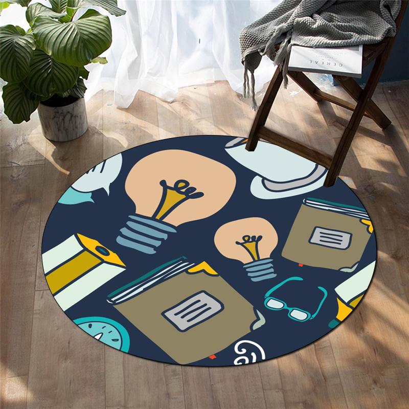 Cartoon-Druck Heimdekoration runder Teppich Wohnzimmermatte Kinderboden runder Teppich Yogamatte Schlafzimmer Gaming-Stuhlmatte