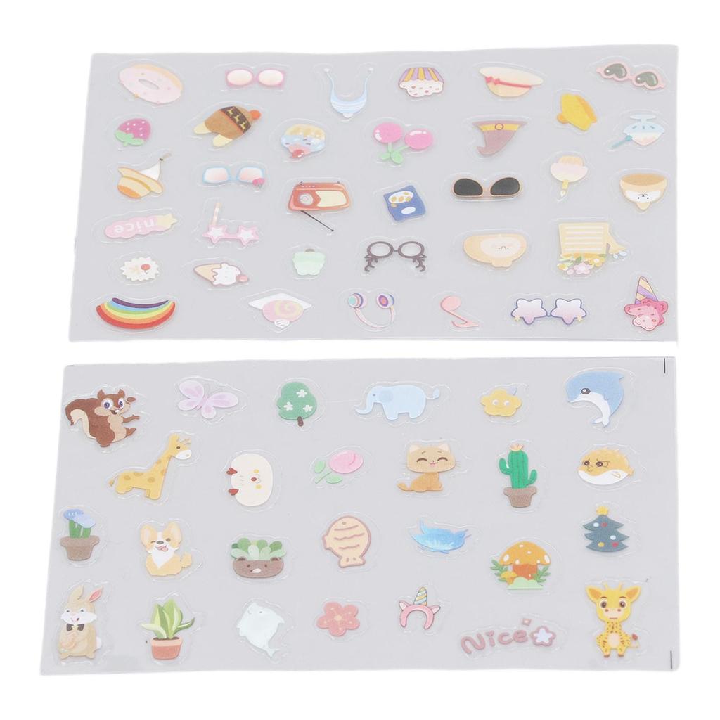 2PCS Decorative Stickers Cute Cartoon Self Adhesive Sticker Colorful PVC Sticker for   Album Planner Scrapbook
