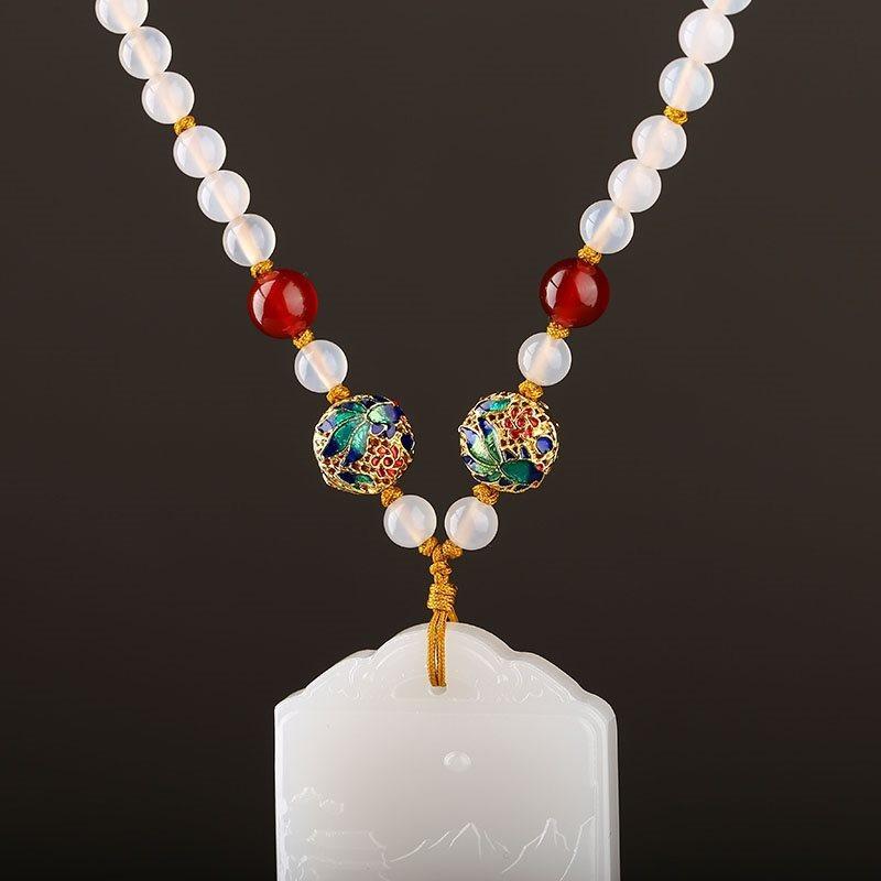 

1шт Белый агат кулон шнурок нефрит кулон нефрит кулон нефрит ожерелье веревка жадеит высокого класса ручная работа мужские и женские модели