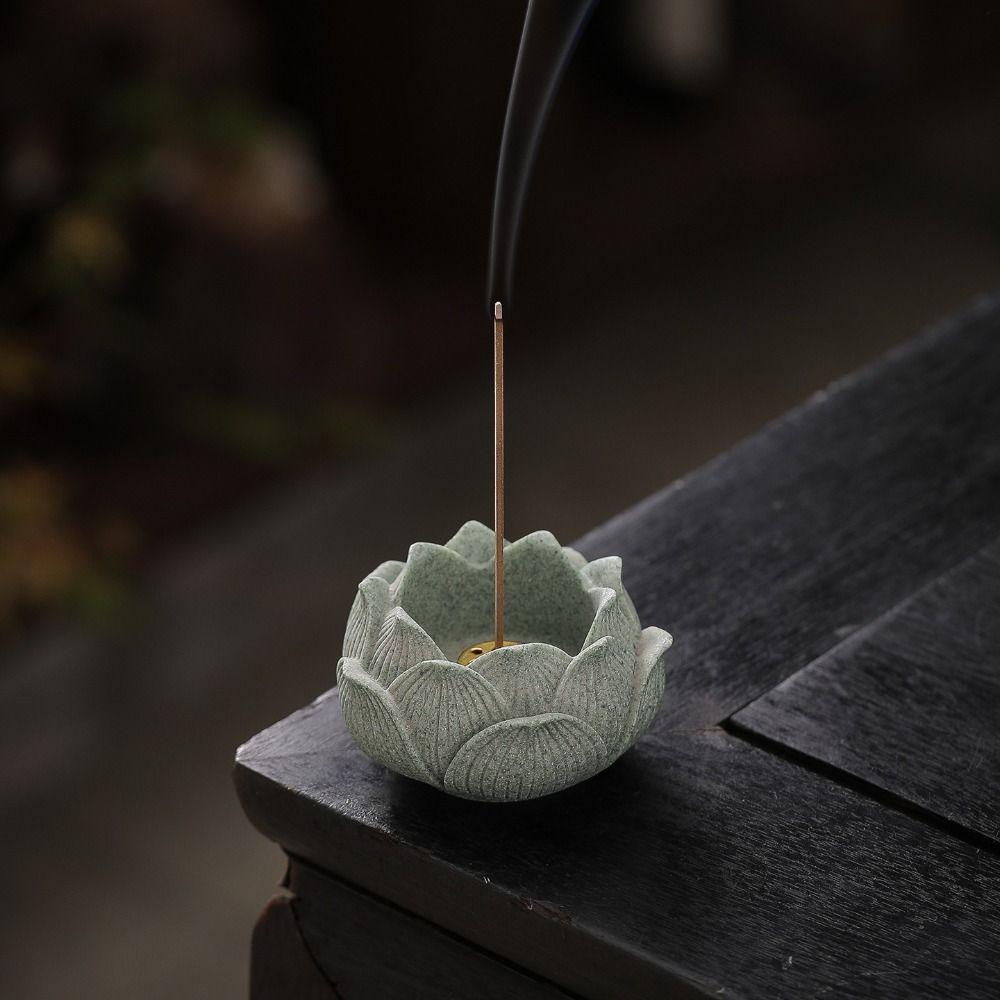 Lotus Shape Lotus Incense Holder Flat Bottom Ash Catcher Incense Burning Tray  Meditation Yoga