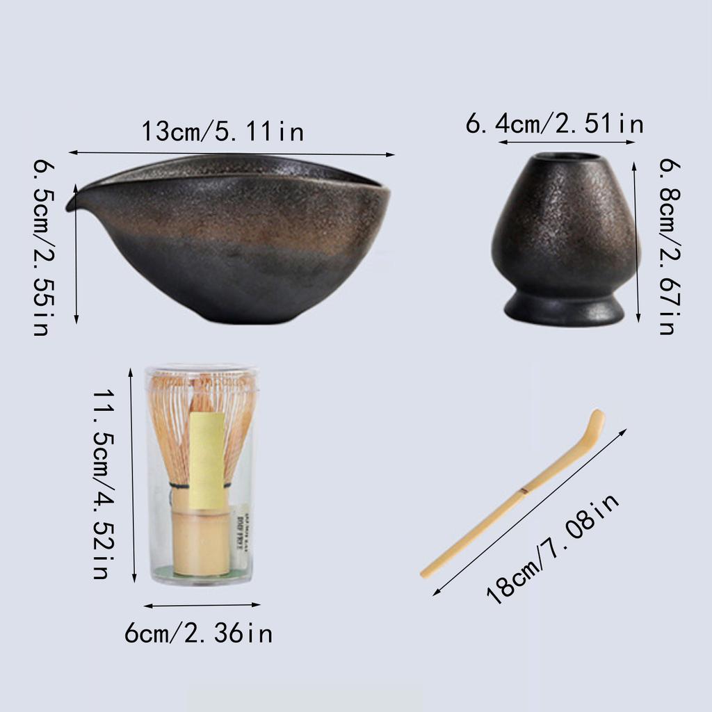 4pcs/set Japanese Style Matcha Tea Set With Tool Rack, Including Bowl, Whisk, Spoon, Great Gift For Ceremony, Traditional Japane