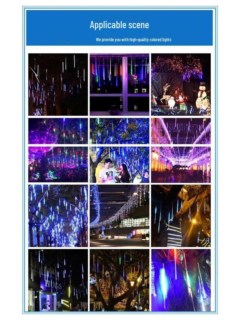 Hanging Tree Solar LED Meteor Shower Fairy Lights for Outdoor Atmosphere Decor