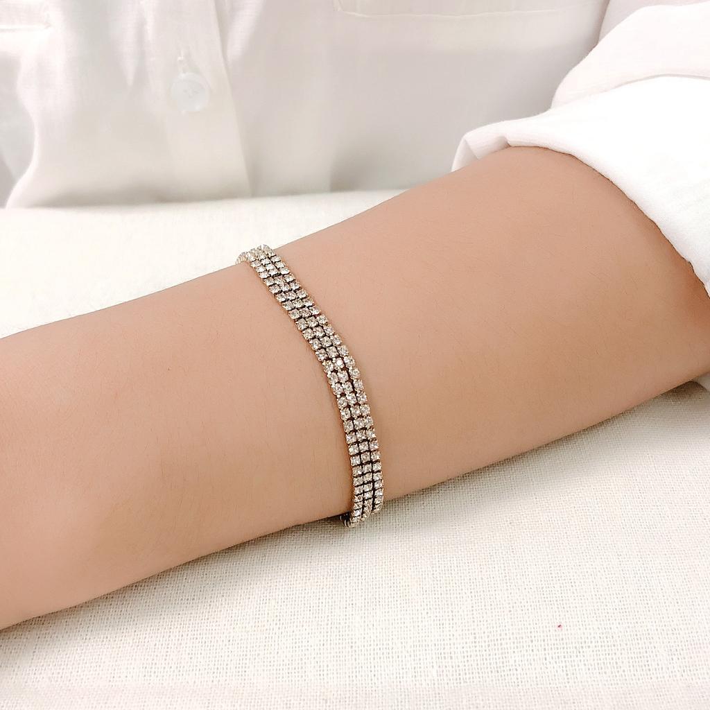 Misty Moon 3 Rows Full Of Diamonds Women'S Zircon Crystal Tennis Bracelets, Jewelry