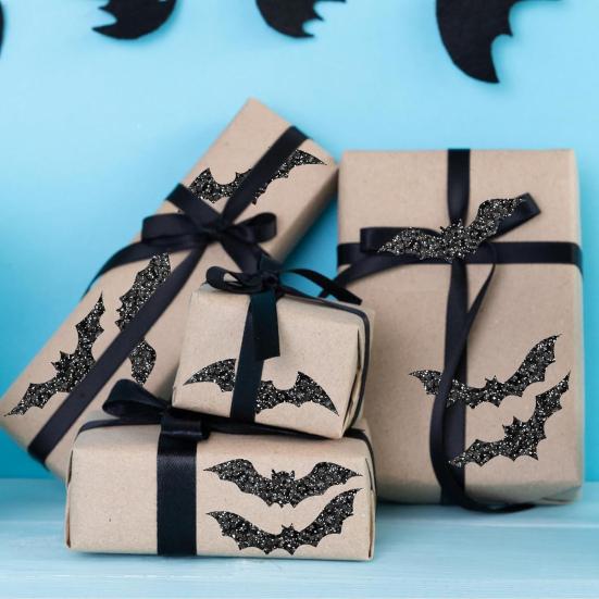 500 Pcs Halloween Bat Sticker Rolls Sparkly Pink Black Bat Decals Reusable Laptop Stickers for Coloring Book Scrapbook Envelope Journal Decor