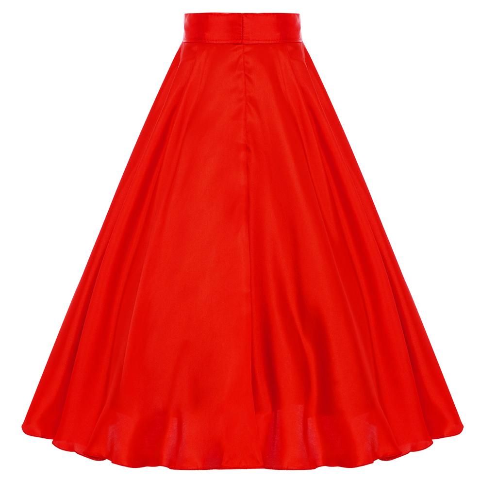 Girls Satin Skirt Side Split Wide Hemline Hook Loop Fastener Waistband Spanish Flamenco Ballroom Dance Skirt