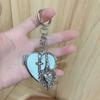 Folding Heart Mirror Keychain Cross Charm Pendant Keyring Jewelry For Girl Women Gift Bag Decoration