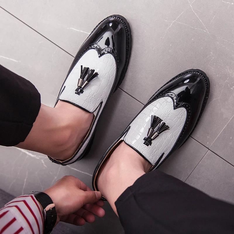 Italian Casual Brands Tassel Style Patchwork Style Formal Luxury Shoes Men Loafers Leather Driving Shoe Big Size 4647