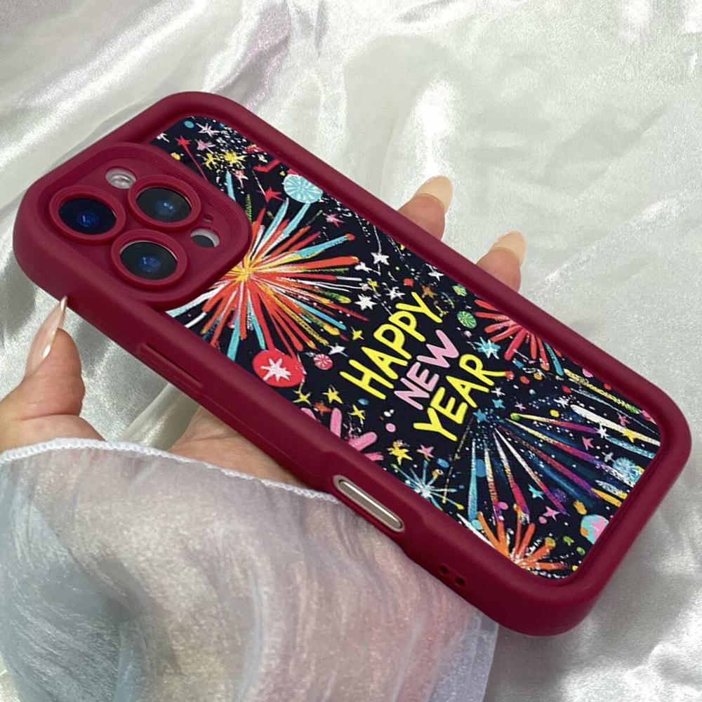 JT374 New Year Fireworks for iPhone 17 16 15 14 13 Pro Max Samsung S26 S25 Ultra A17 A07 A56 A16 Xiaomi 15T Redmi 15c Note 14 13 Soft Case