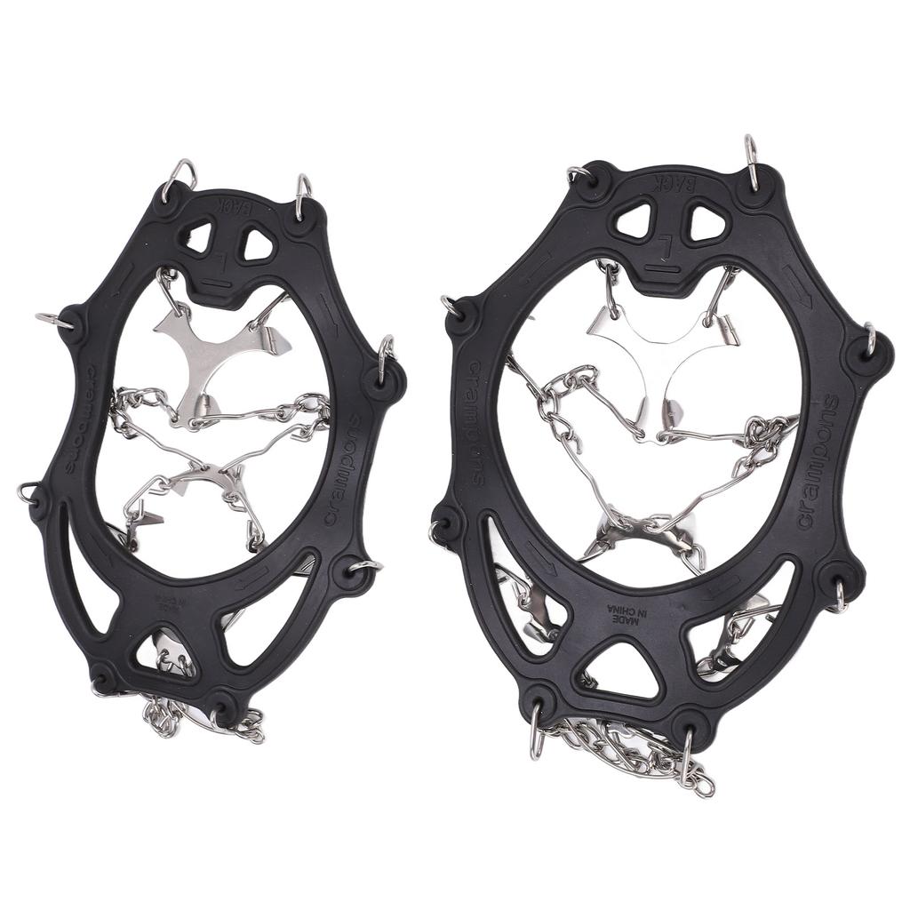 2 Pcs Outdoor 12 Tooth Mountaineering Crampons Stainless Steel Crampons Snow Anti Slip Shoe Covers Black