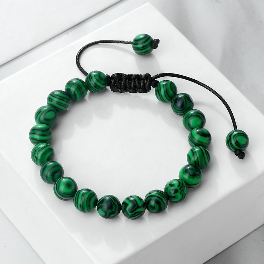 4 6 8mm Malachite Beaded Bracelet Natural Stone Green Blue Braided Bangles Handmade Healing Bracelets Jewelry Gifts for Friends