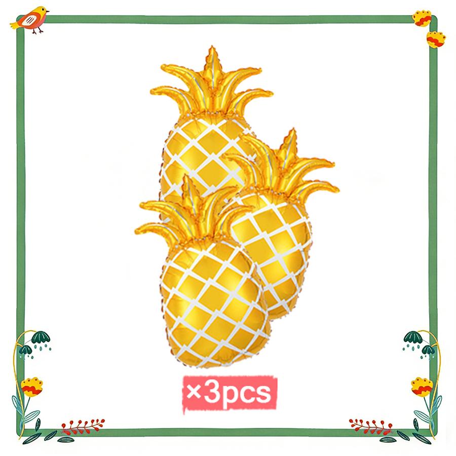 Hawaii-Party-Ballonset in Farben von Palmenblatt, Ananas und Buchstaben. Für Sommerversammlungen, Geburtstagszimmerdekoration