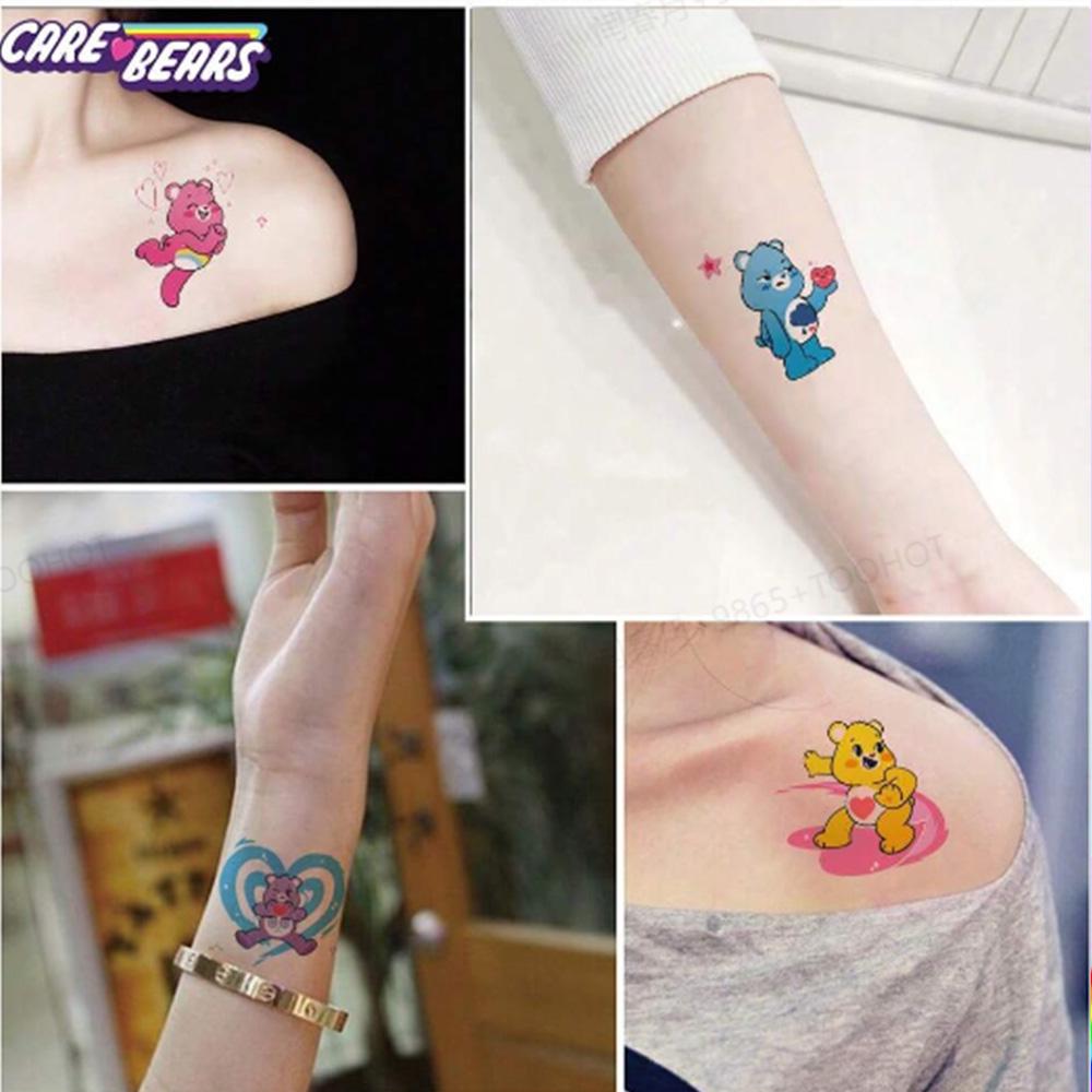 6 PIEZAS Ositos Cariñosos Pegatinas de Tatuaje con Licencia Oficial Lindas Coloridas Pegatinas de Dibujos Animados por Transferencia de Agua Impermeable Decoración Corporal