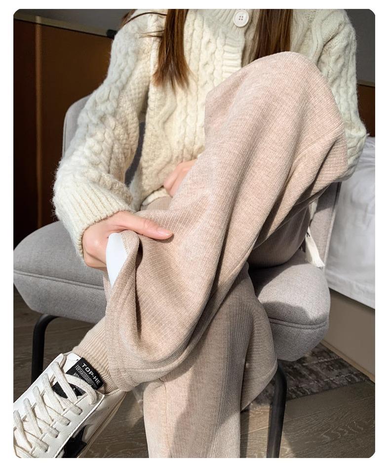 Cashmere Wide-Leg Women's High-Waisted Knit Pants - Spring/Autumn/Winter 2025 Collection