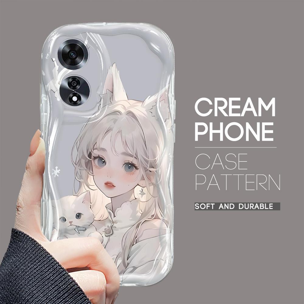 

Для OPPO A12 A15 A38 A58 A60 A76 A92 Reno8 11F 11Pro 12 Realme 10 12Pro 14 C35 C63 Модна Дівчина Кремова Текстура М який Силікон Повне Покриття Захист Камери Realme Narzo чистий