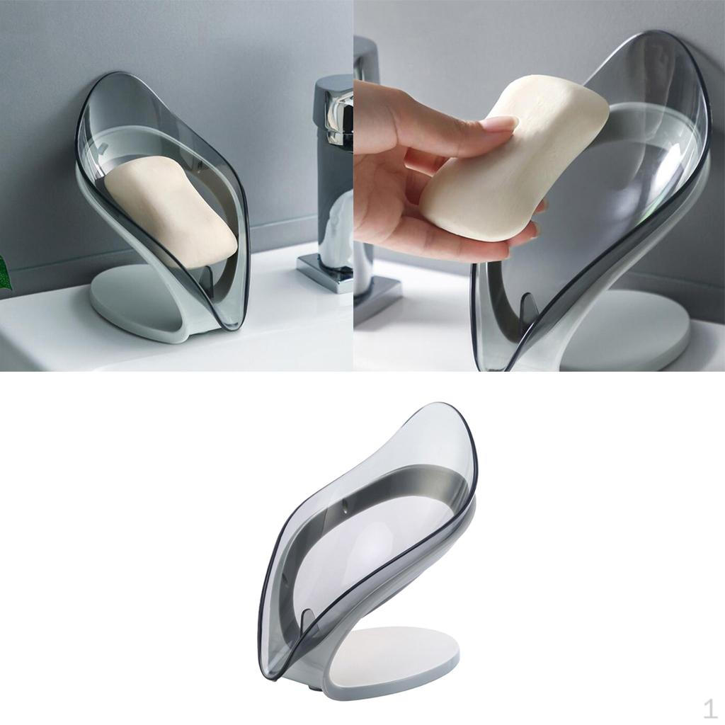 

Креативная самоосушающаяся коробка для мыла в форме листа, поднос для ванной комнаты, декоративный контейнер для хранения серый