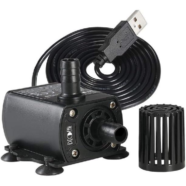 Decdeal Submersible Water Pump Aquarium Fountain with Flow Adjustment Function and USB Interface, DC 5V 4.8W 300L/H Lift 300cm