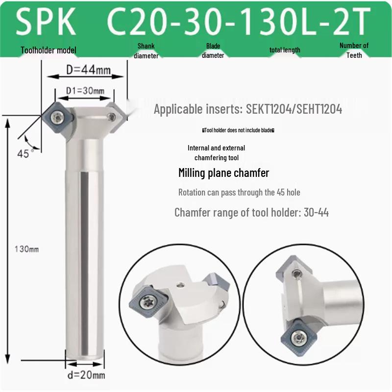 45° CNC Insertable Inner/Outer Chamfer Tool with Up/Down Back-Reaming Holder