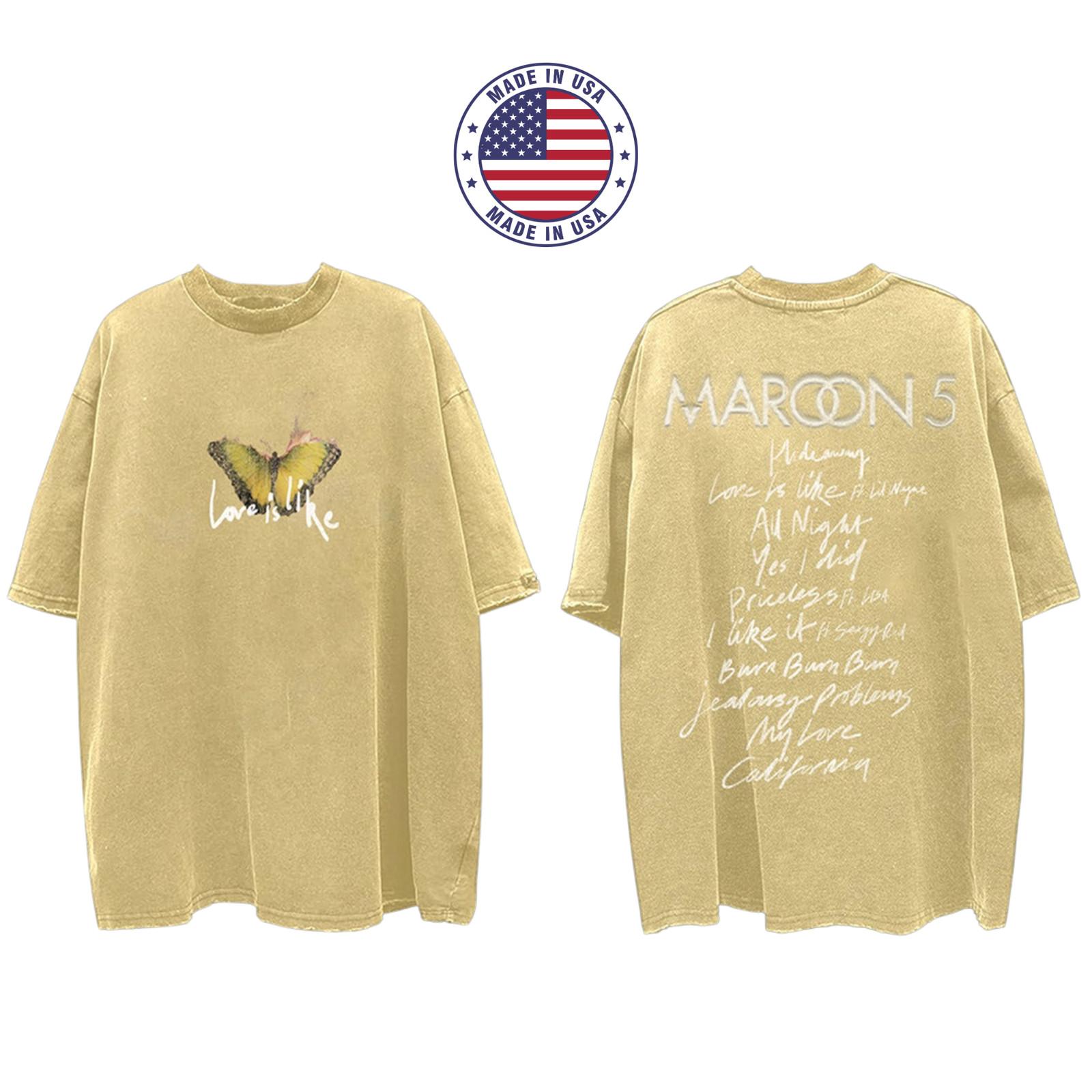 Футболка Maroon 5 Love Is Like Унисекс Плотный Хлопок Репринт Все Размеры S