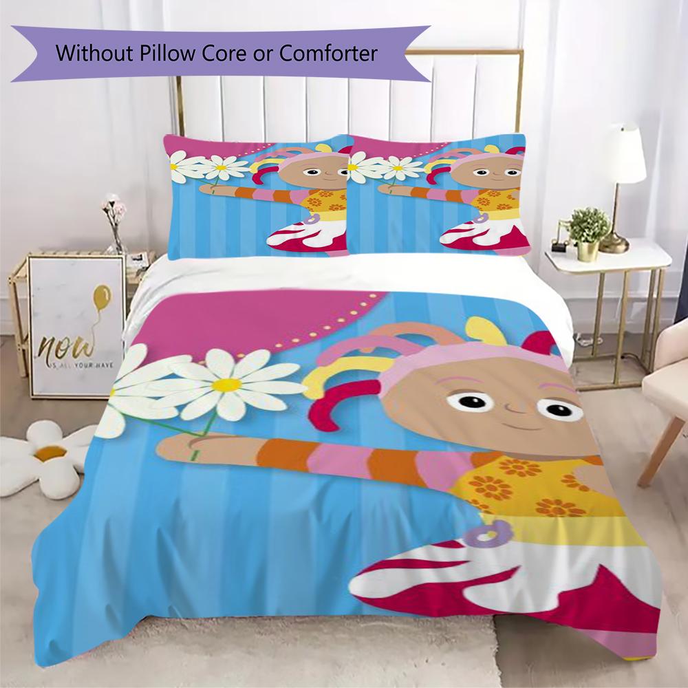 Pościel z wzorem In The Night Garden, Zestaw kołdry Poszewka na kołdrę Poszewka na poduszkę Domowy Prezent Urodzinowy(1 * poszwa na kołdrę + 2 * poszewki na poduszki, bez rdzenia)_lx
