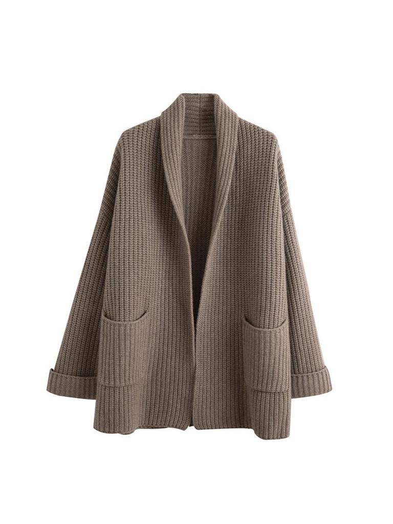 New Fall Winter Women's Chunky Knit V-Neck Cardigan Loose Outerwear