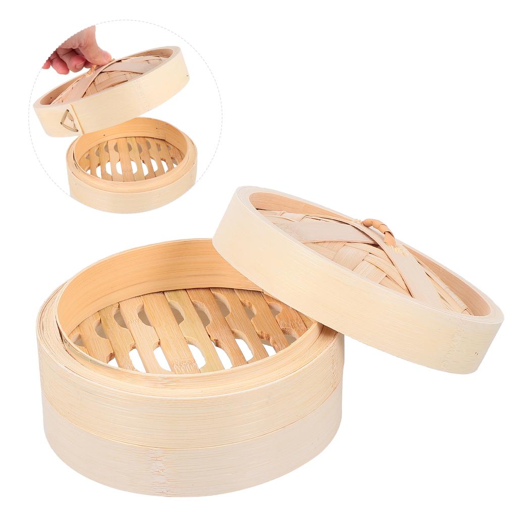 Parowar wielokrotnego użytku bambusowy kosz Dim Sum Pot metalowy warzywny jedzenie z pokrywką wielofunkcyjny