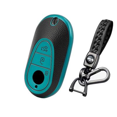 BAGOOD Smart Key Case, Schlüsselhalter, Mercedes-Benz Schlüsselhülle, S-Klasse, C-Klasse, Stilvoll, TPU, Ultraleicht (Grünes Leder Muster)