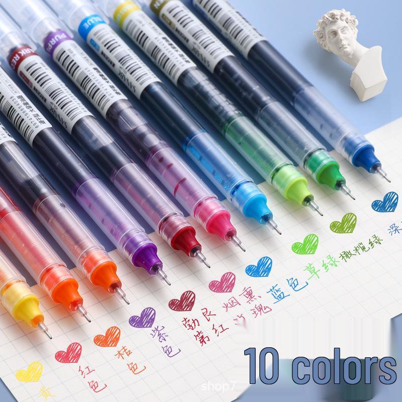 Vibrant Quick-Dry Gel Ink Rollerball Pen 0.5mm Needle Tip, Large Capacity