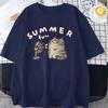 2026 Summer Hot Sale Korean Version Retro Minimalist Cat Printed Summer Tshirt Casual Loose Couple Thin Short Sleeve Unisex Unisex