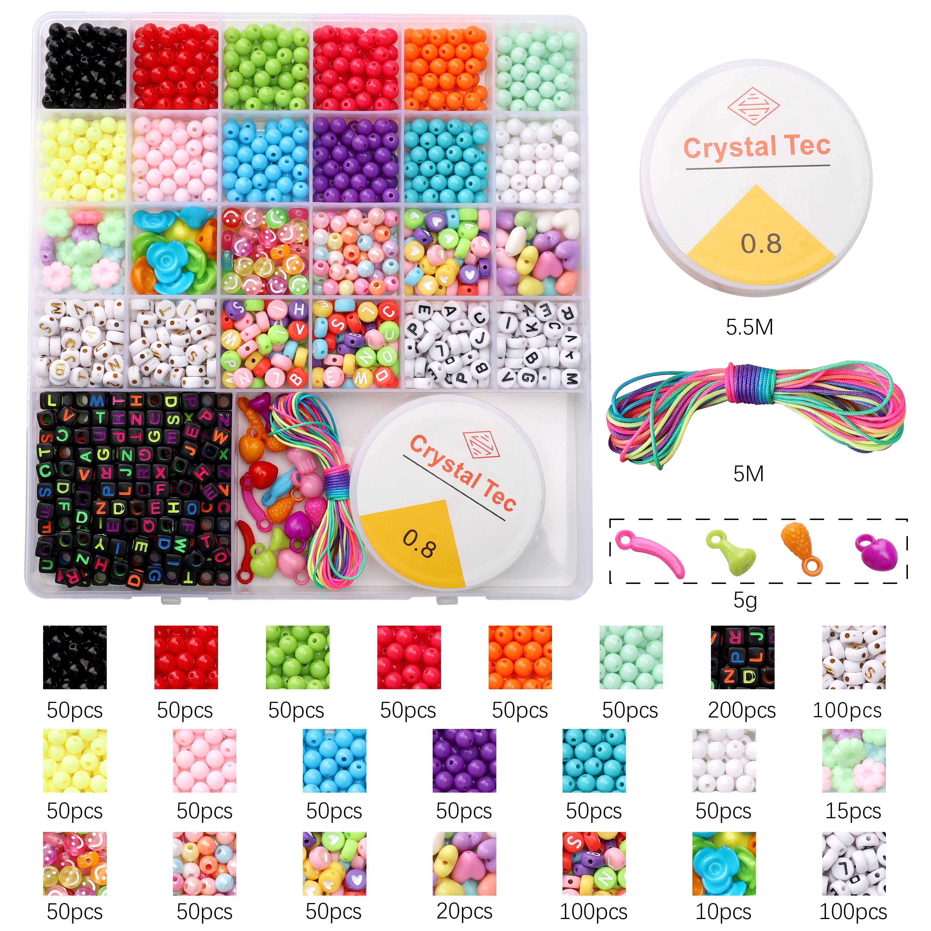 

26 коробочек/пакетиков Акриловые бусины с буквами Подвески-шармы Эластичная нить Шнур для DIY аксессуаров Изготовление ювелирных изделий 1305pcs