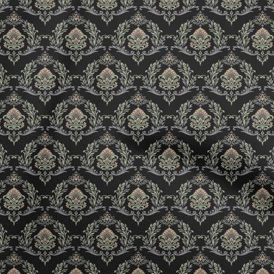 Cotton Poplin Black Fabric Damask Sewing Material Print Fabric By The Yard 42 Inch