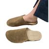 Grinding yarn bag head half slippers women's early spring new soft leather lazy shoes retro flat soft bottom cool slippers women