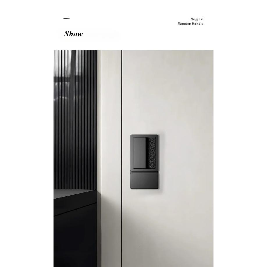 Minimalist Flat Lock Hidden Embedded Single Tongue Magnetic Door Lock Indoor Bedroom Room Hidden Key Black Door Handle