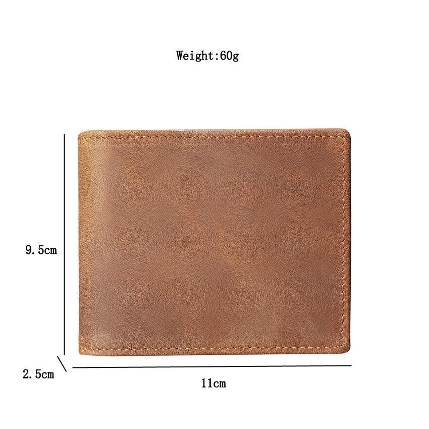 Handgefertigte Retro Crazy Horse Leder Herren Geldbörse Münzfach und Kartenhalter Schlanke Geldbörsen für Männer Rindsleder Geldbörse