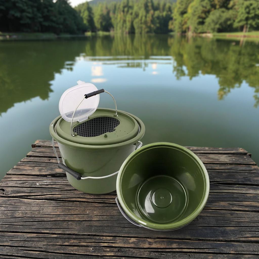Langlebiger doppelwandiger isolierter Plastikeimer Lebendköderbehälter Korb Klarsichtdeckel Angelzubehör Outdoor Angelbecher