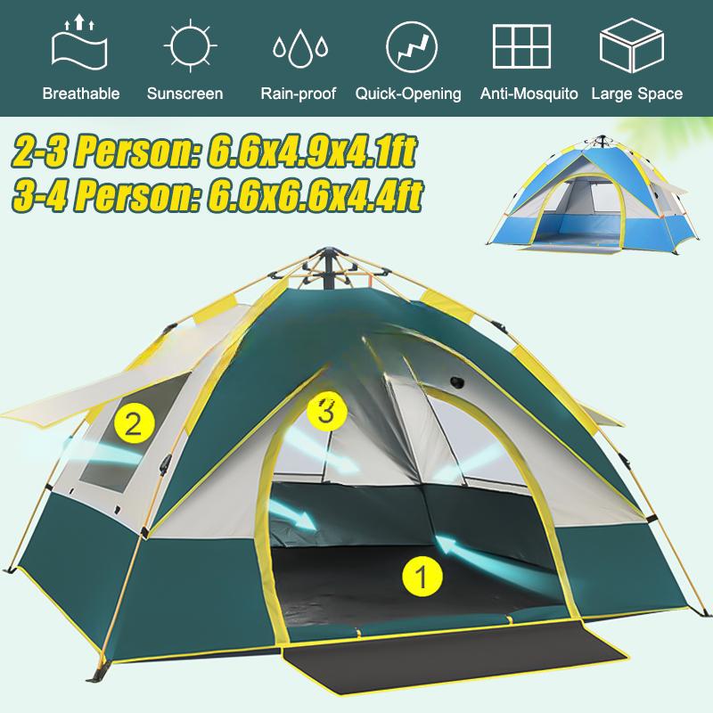 Barraca Totalmente Automática para 2-3 Pessoas/3-4 Pessoas À Prova de Chuva À Prova de Vento Toldo Sombreamento Praia Camping Caminhadas Barraca Camping Viagem Barraca Familiar Azul/Verde