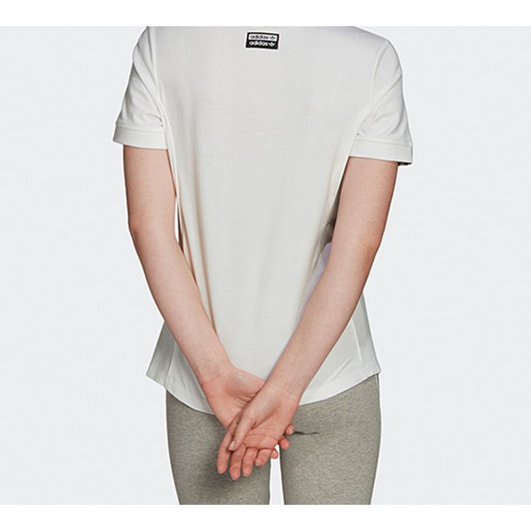 Adidas Originals Light Blue Logo Sports Short Sleeve T-Shirt Women Tops White FM2488