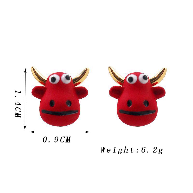 

Lucky Red Cute Animal Cattle Stud Earrings for Women Fashion Small Ear Zircon boucle d’oreille femmes brincos pendientes mujer