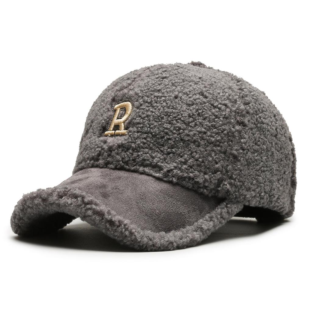 Lamb Wool Hat, Influencer Letter Baseball Cap, Fashionable And Versatile, Makes Your Face Look Smaller, Duckbill Cap