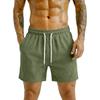 Men Corduroy Casual Shorts Elastic Waist Drawstring Loose Fit Outdoor Sports Beach Shorts with Pockets for Summer