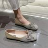 Damskie Buty 2026 Wiosna Nowa Moda Wygodne Miękka Podeszwa Węzeł Kwadratowy Nosek Baleriny Lekkie Cykiny Damskie Codzienne Mokasyny