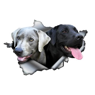 Two Hound Dogs Hiding In the Hole Car Stickers, Waterproof Irregularly Shaped Car Decoration Decals