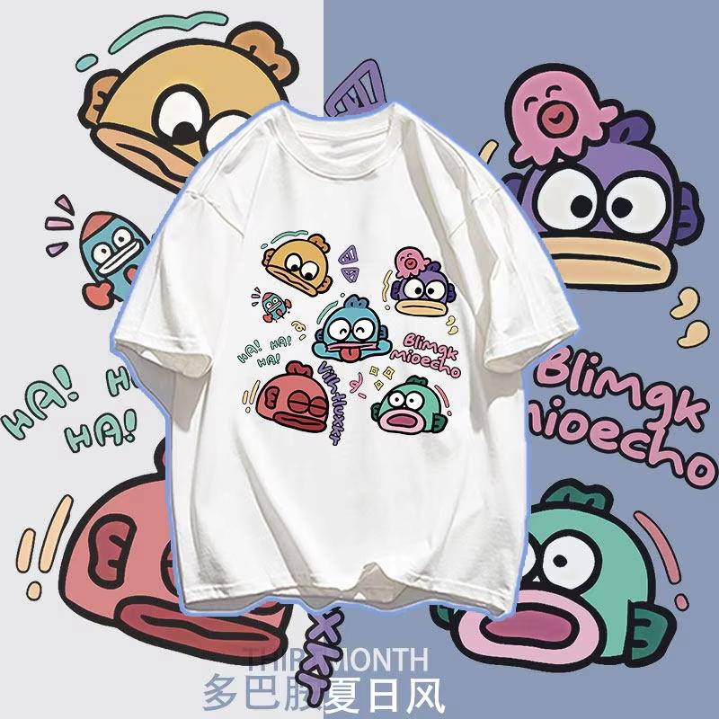 Cotton Breathable Childrens Tshirt 2026 Summer New Fitness Hangyodon Cartoon Printed Casual Parent Child Short Sleeve