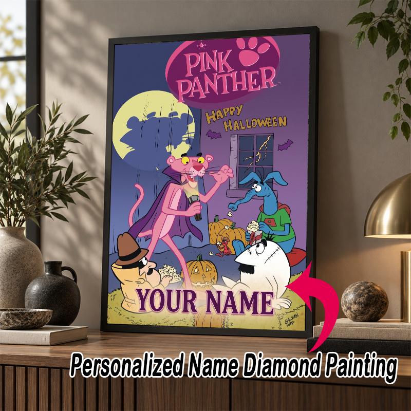 Custom Name The Pink Panther 5D Diamond Painting Personalized Full Drill Diamond Art Kit Gift