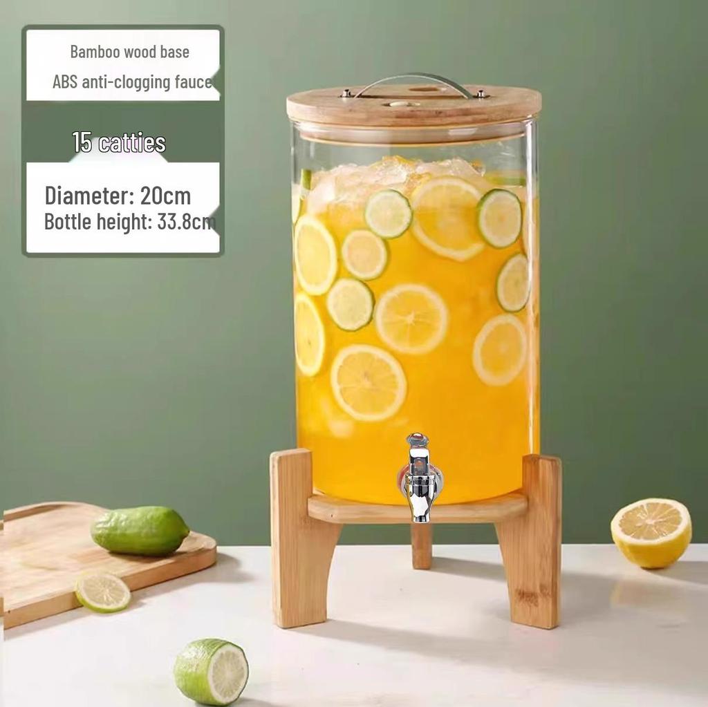 Glass Beverage Dispenser: High-Temperature Resistant Lemonade, Tea, and Juice Container