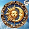 Retro Sun Moon Wall Art Metal Tin Sign Golden Blue Home Bar Decor