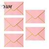 Elegant Handwritten Letter Holders 5Pcs Western Style Envelopes with Gold Foil Trim, Offset Paper Invitation Personalized Message for Wedding,